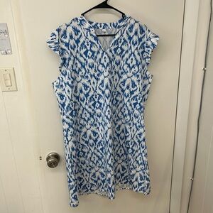 Blue and White Patterned Women's Dress
